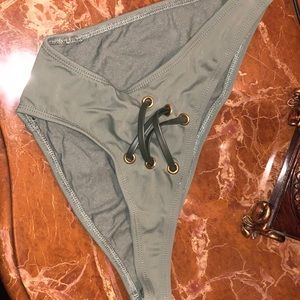 Leather detail bikini bottoms